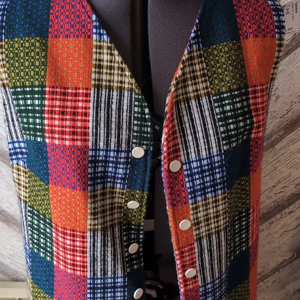 Elegant Plaid Skirt Set with Vest Vintage - Picture 7 of 15